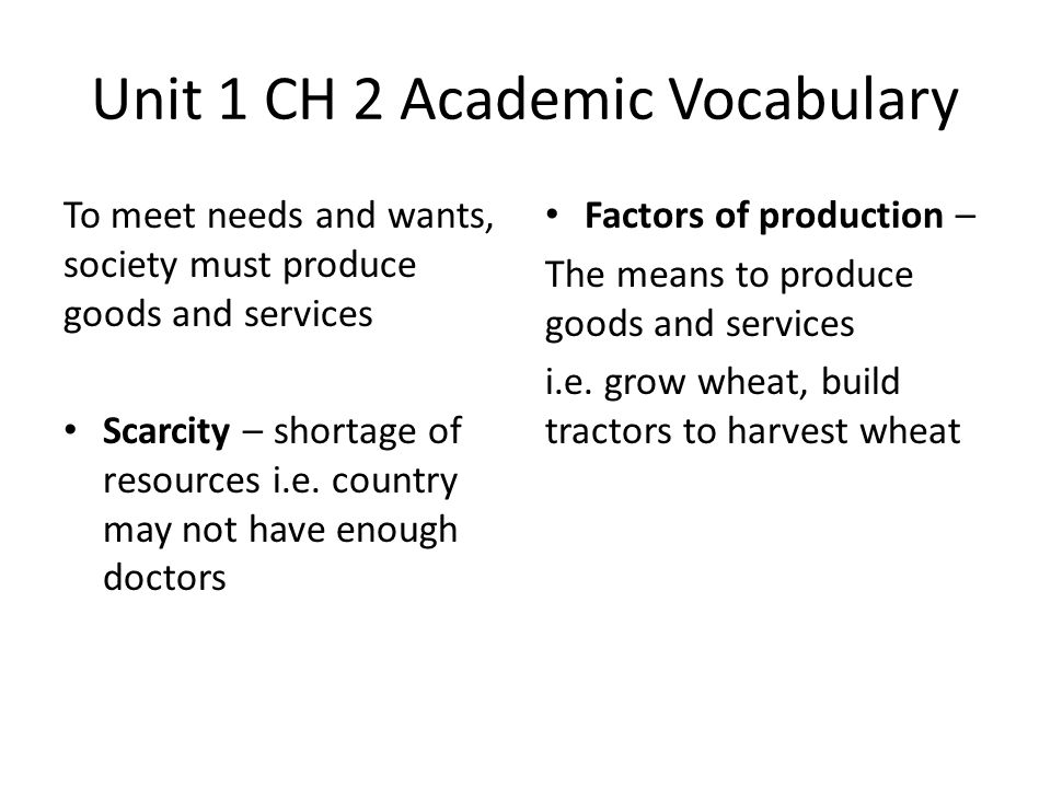 Unit 1 CH 2 Academic Vocabulary