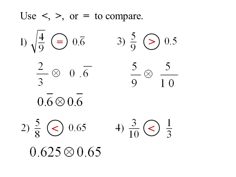 Use <, >, or = to compare.
