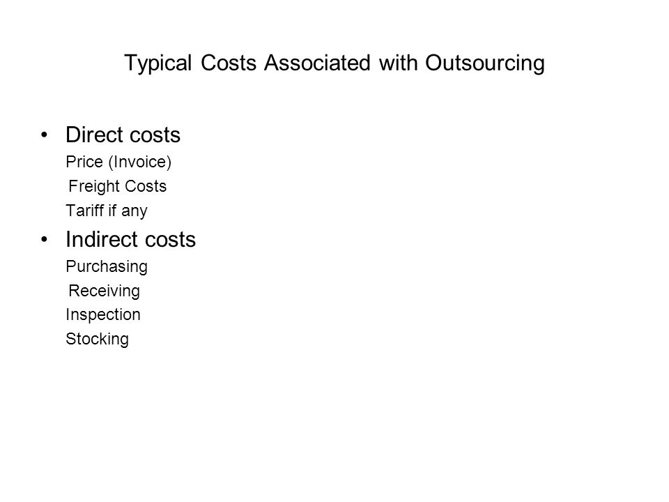 Typical Costs Associated with Outsourcing