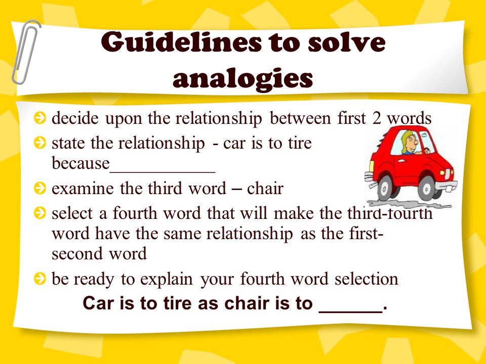 Guidelines to solve analogies