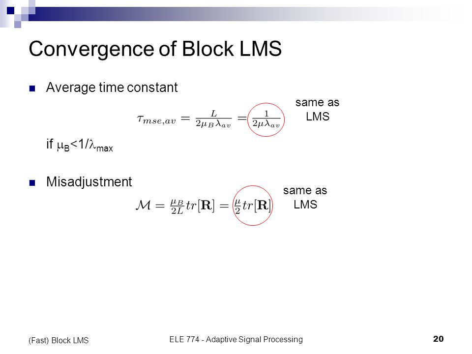 Convergence of Block LMS