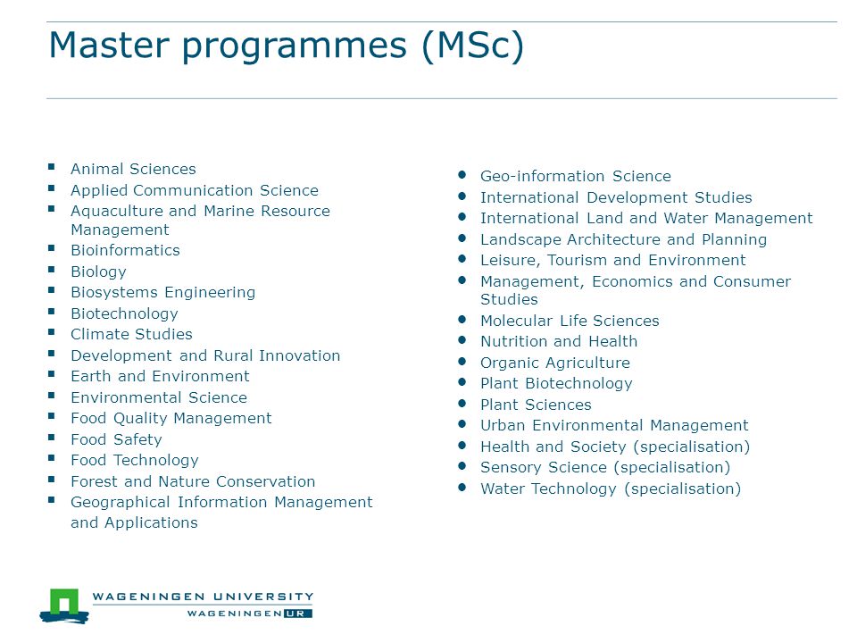 Master programmes (MSc)