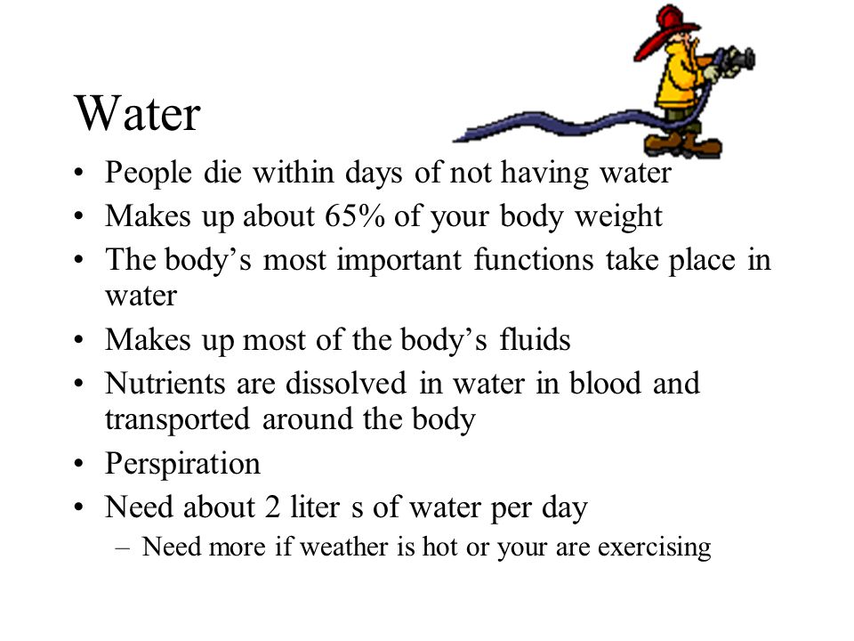 Water People die within days of not having water