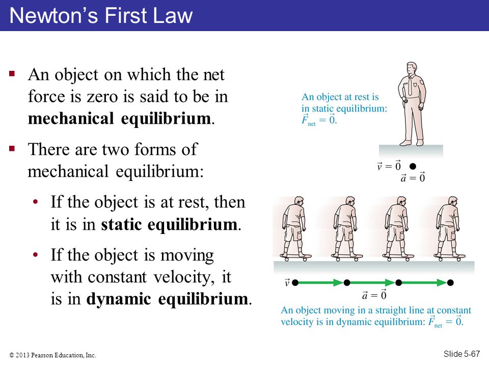 Newton’s First Law An object on which the net force is zero is said to be in mechanical equilibrium.