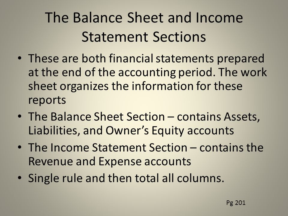 The Balance Sheet and Income Statement Sections