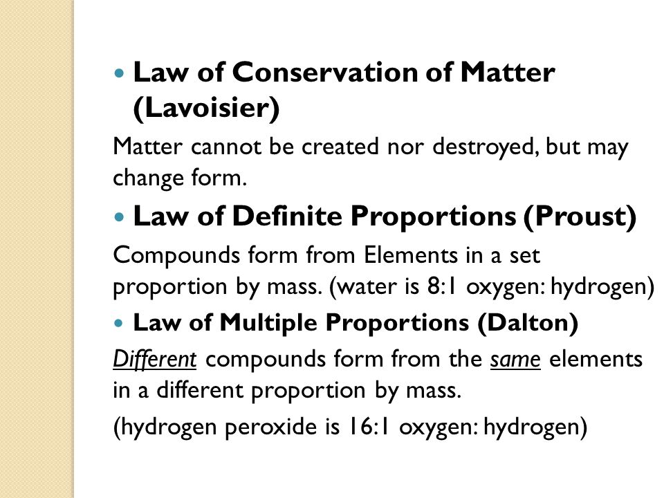 Law of Conservation of Matter (Lavoisier)