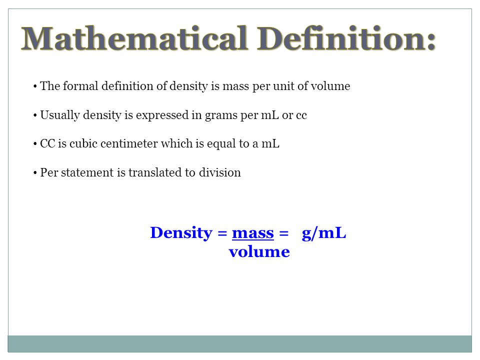 Mathematical Definition: