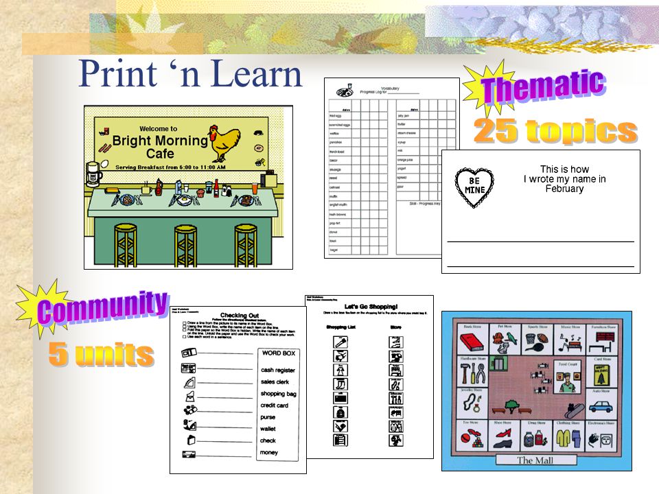 Print ‘n Learn Thematic 25 topics Community 5 units