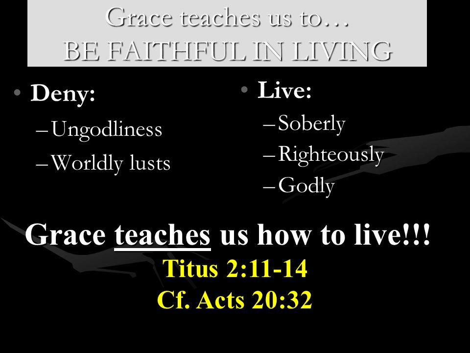 Grace teaches us to… BE FAITHFUL IN LIVING