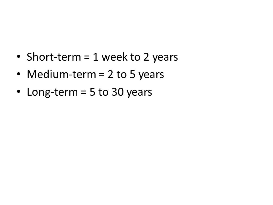 Short-term = 1 week to 2 years