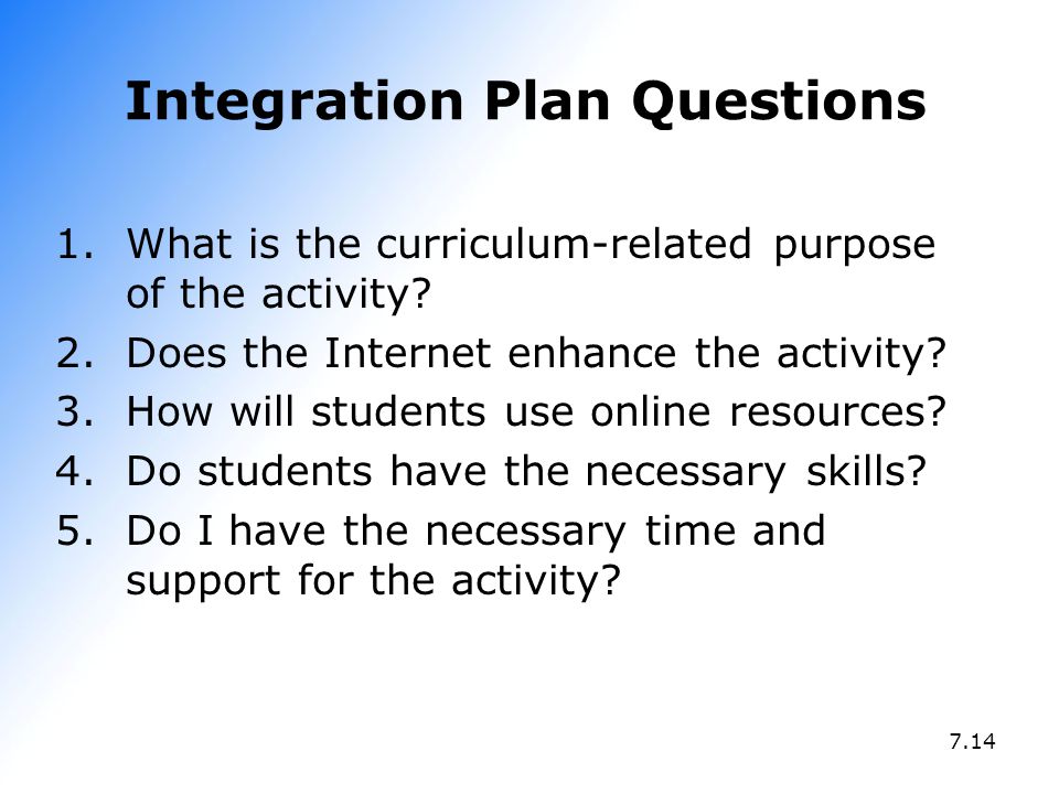 Integration Plan Questions