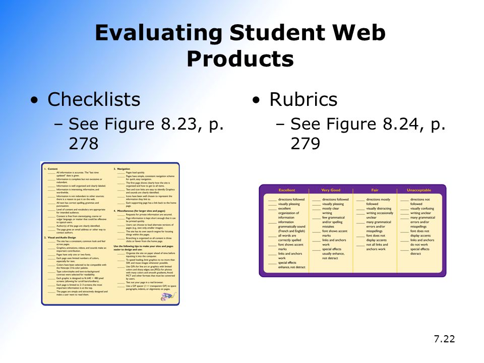 Evaluating Student Web Products