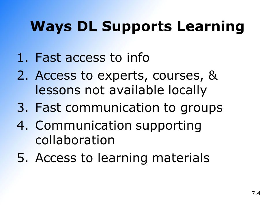 Ways DL Supports Learning