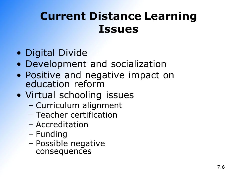 Current Distance Learning Issues