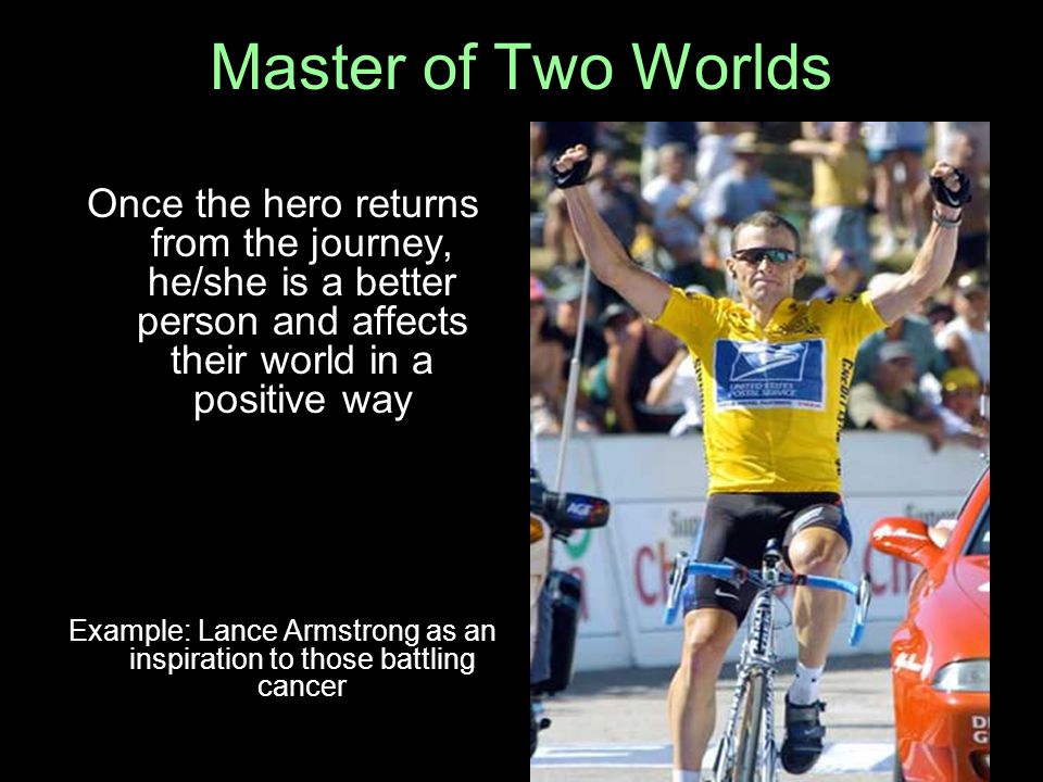 Example: Lance Armstrong as an inspiration to those battling cancer