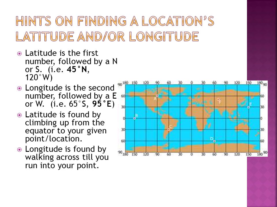 Hints on finding a location’s latitude and/or longitude