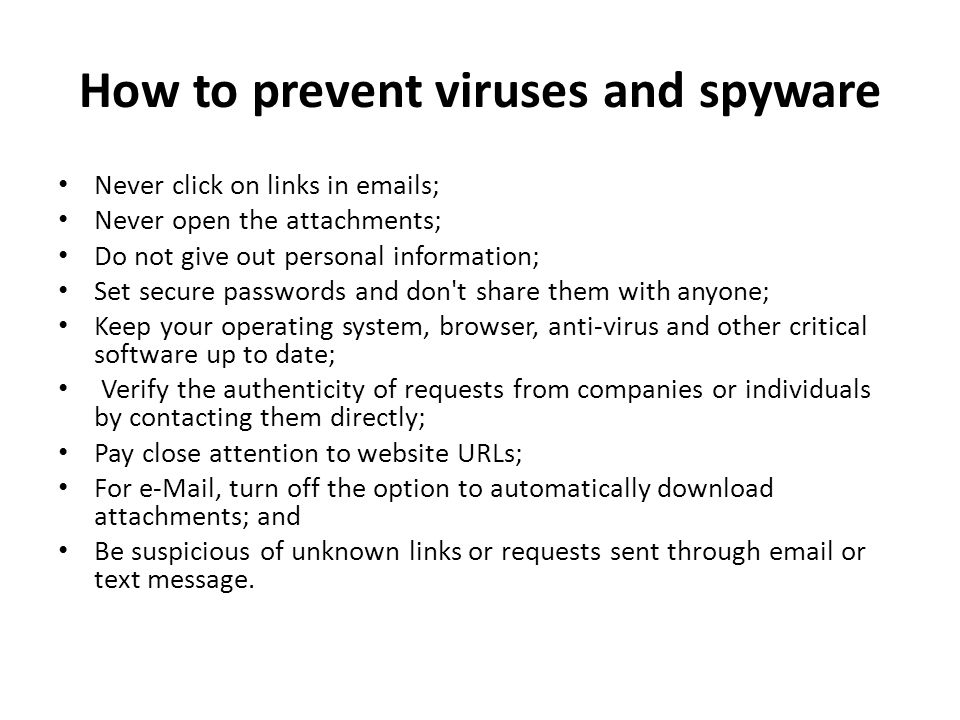 How to prevent viruses and spyware