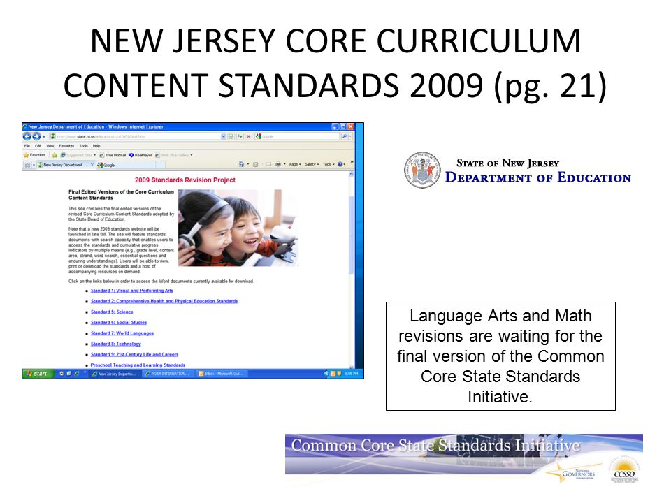 NEW JERSEY CORE CURRICULUM CONTENT STANDARDS 2009 (pg. 21)