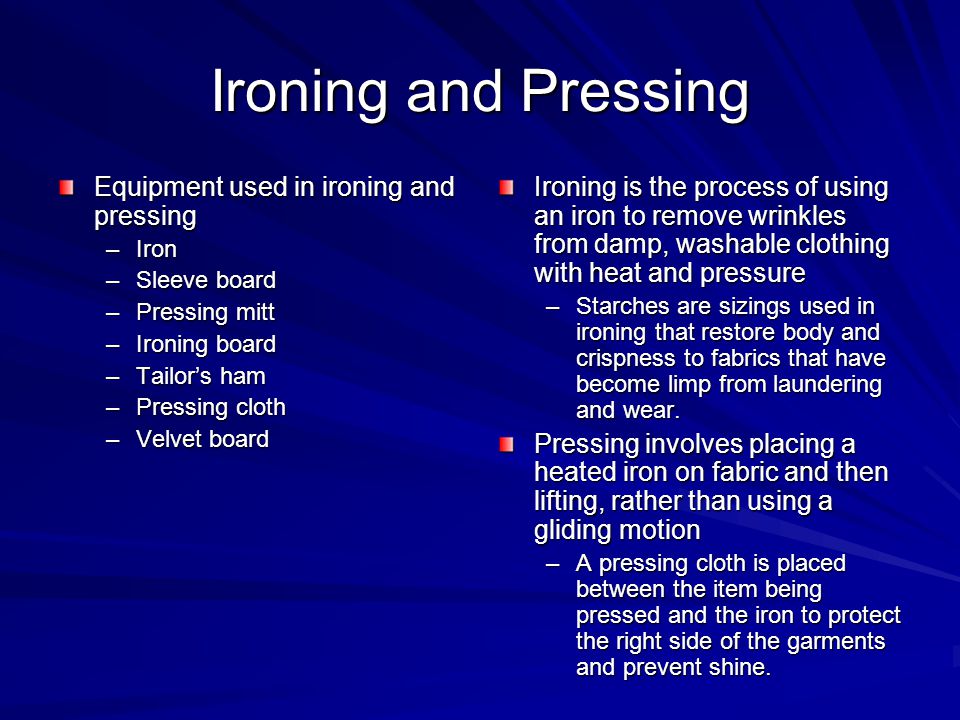 Ironing and Pressing Equipment used in ironing and pressing