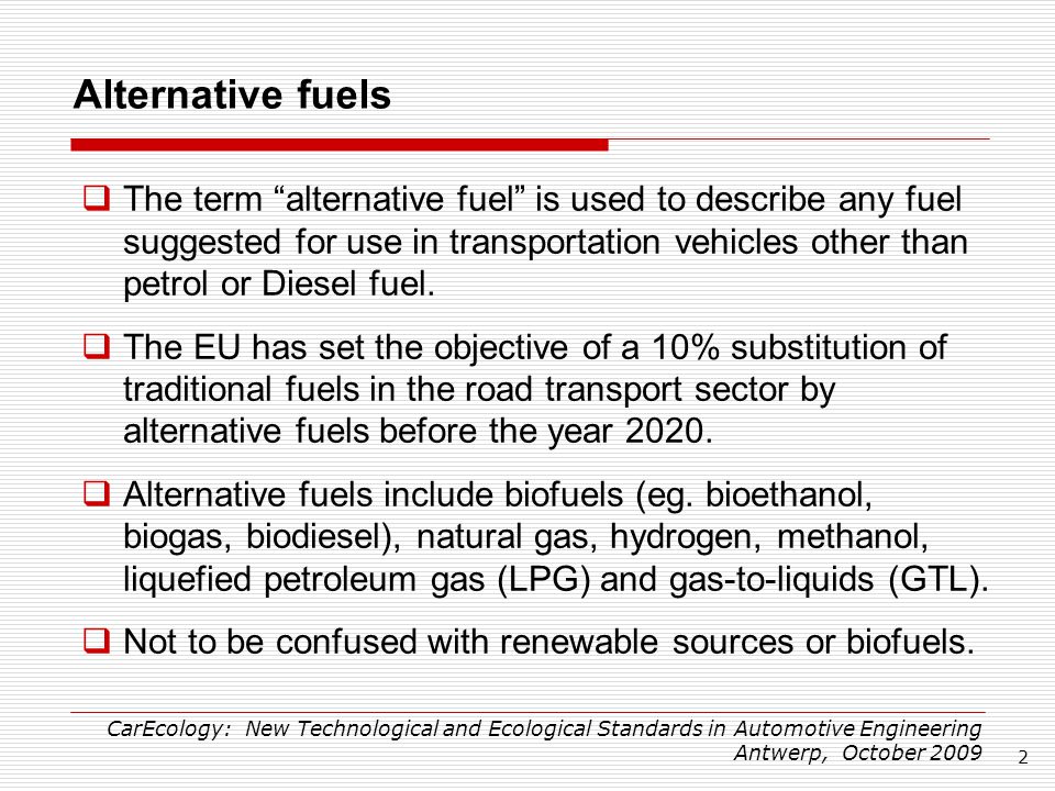as alternative automotive fuels - ppt download