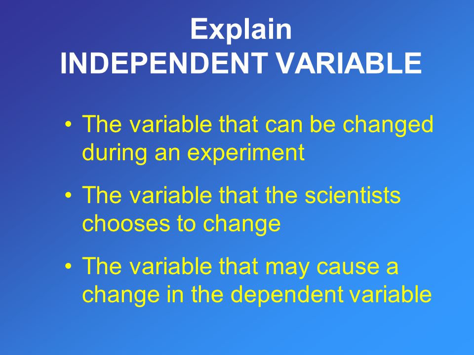 Explain INDEPENDENT VARIABLE