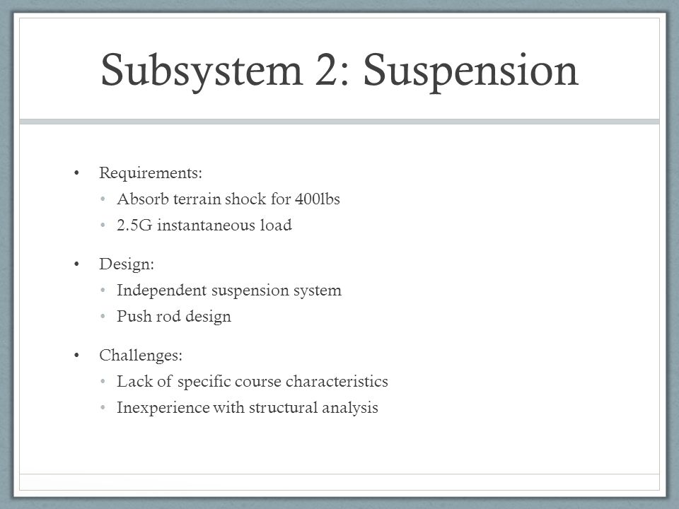Subsystem 2: Suspension