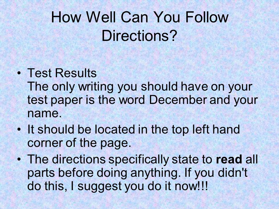 How Well Can You Follow Directions