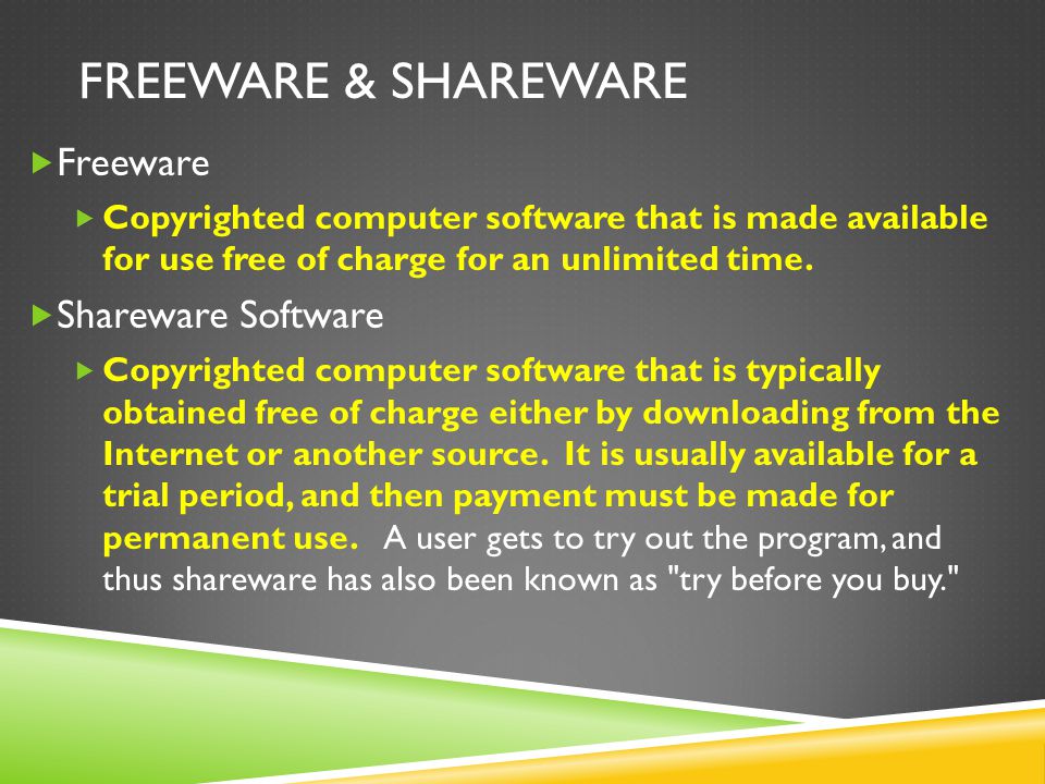 Freeware & Shareware Freeware Shareware Software