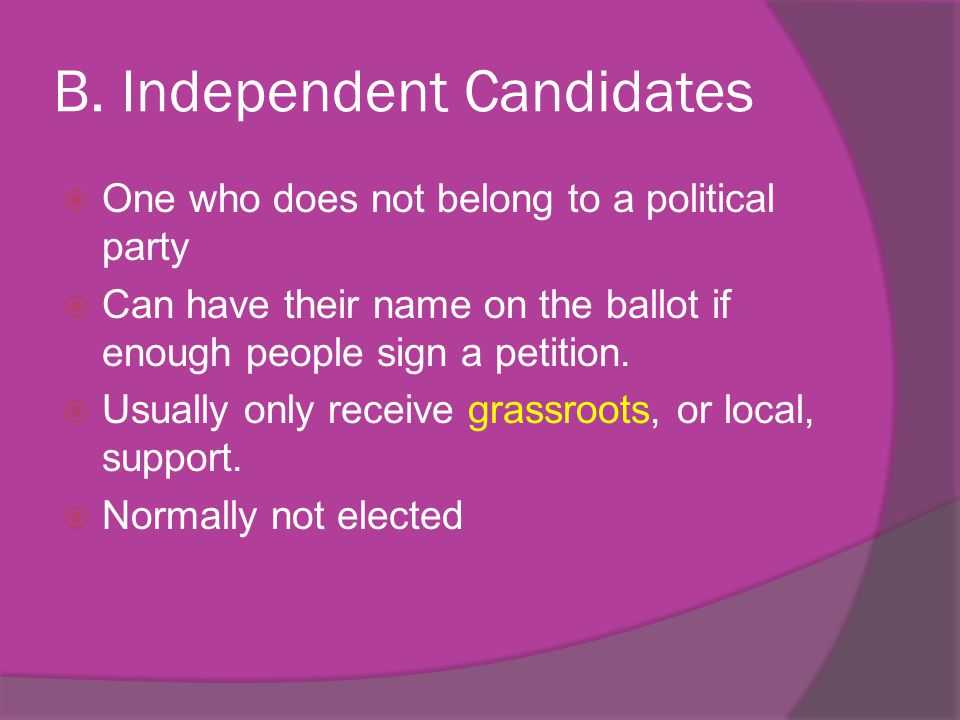 B. Independent Candidates