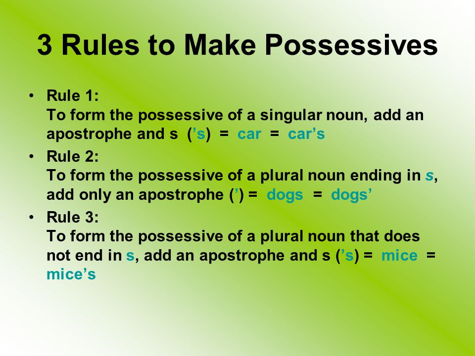3 Rules to Make Possessives