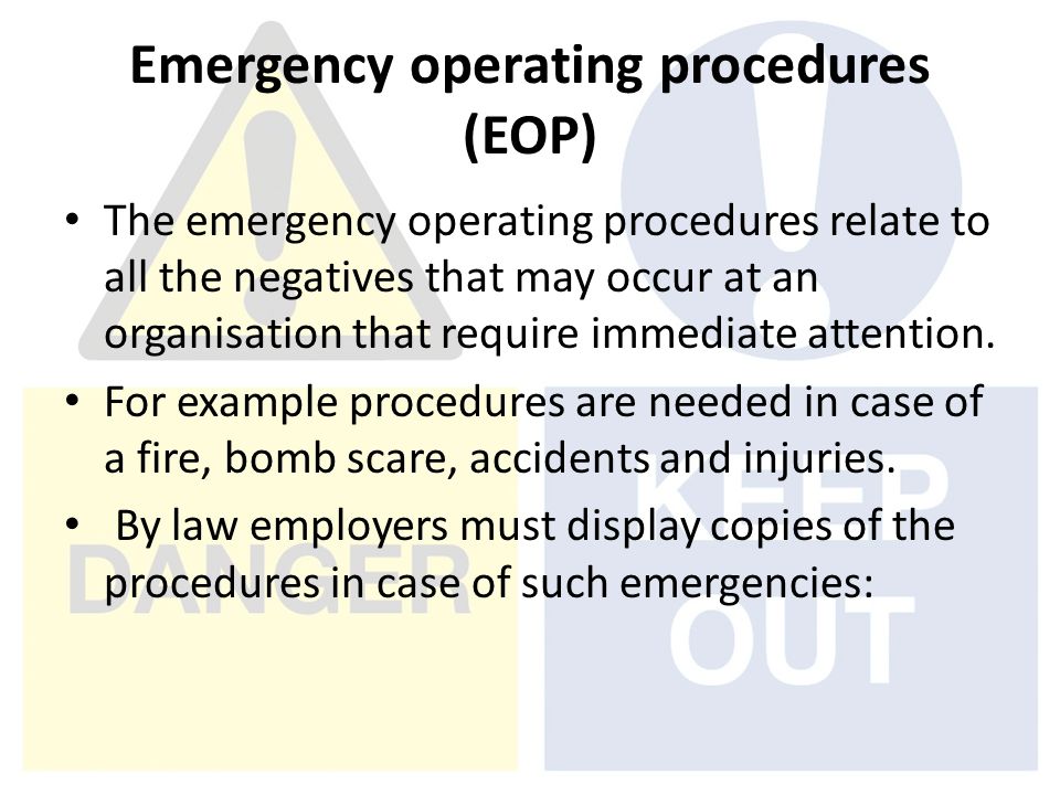 Emergency operating procedures (EOP)