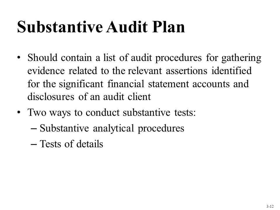 Substantive Audit Plan