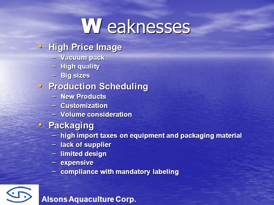 W eaknesses High Price Image Production Scheduling Packaging