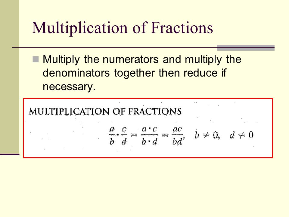 Multiplication of Fractions