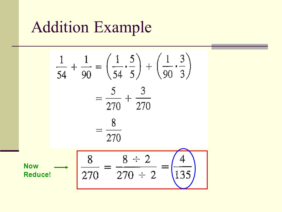 Addition Example Now Reduce!