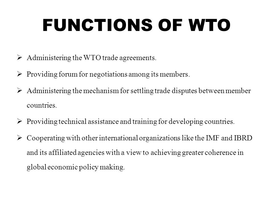 what is wto and its functions