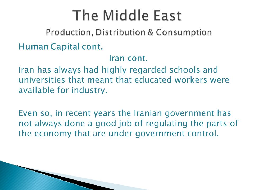 The Middle East Production, Distribution & Consumption
