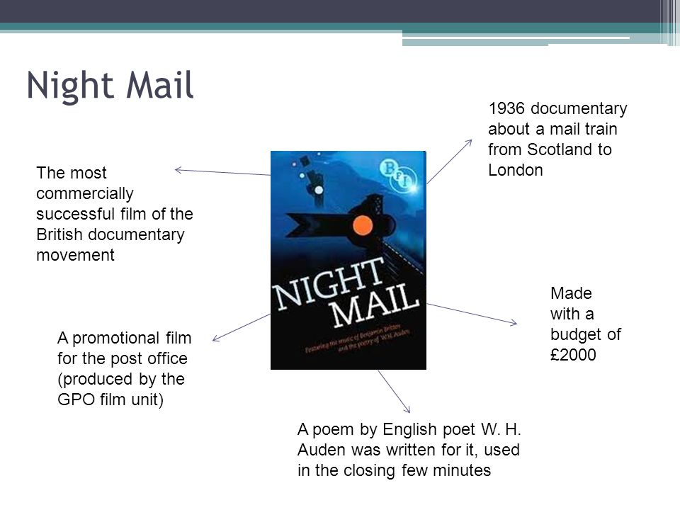 Night Mail 1936 documentary about a mail train from Scotland to London