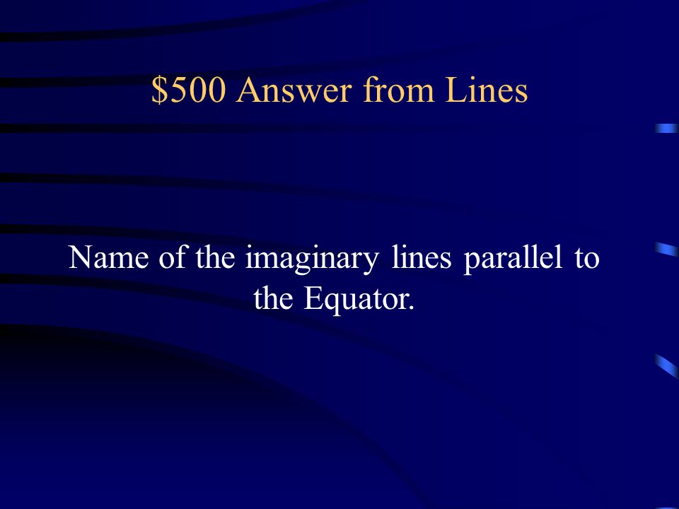 Name of the imaginary lines parallel to the Equator.