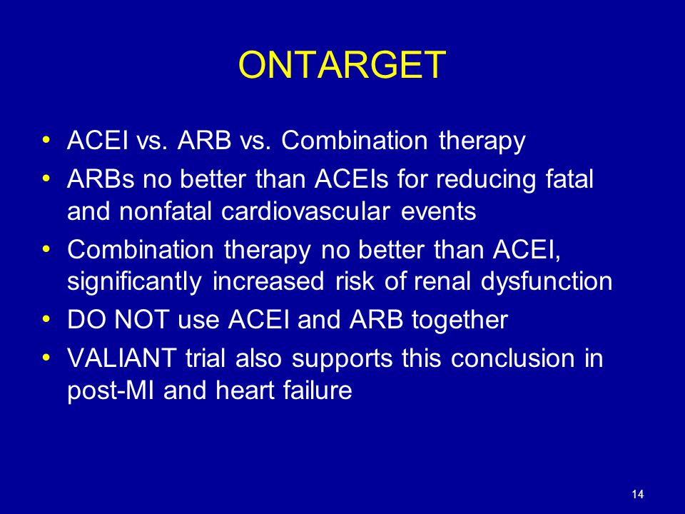 ONTARGET ACEI vs. ARB vs. Combination therapy