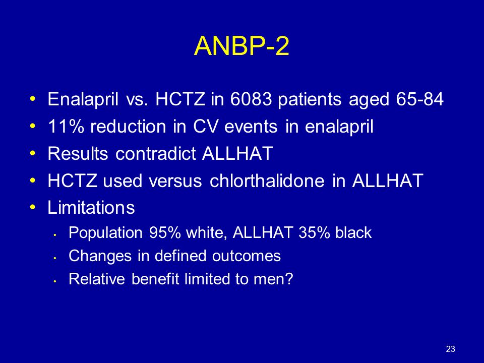 ANBP-2 Enalapril vs. HCTZ in 6083 patients aged 65-84