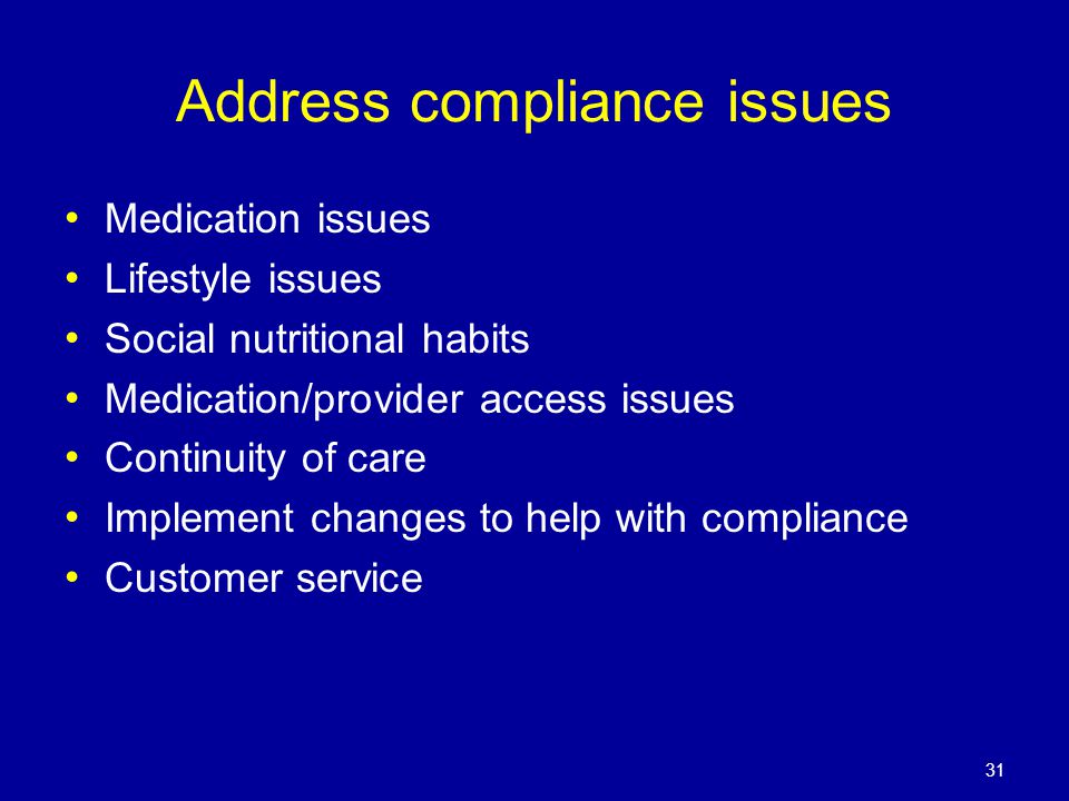 Address compliance issues
