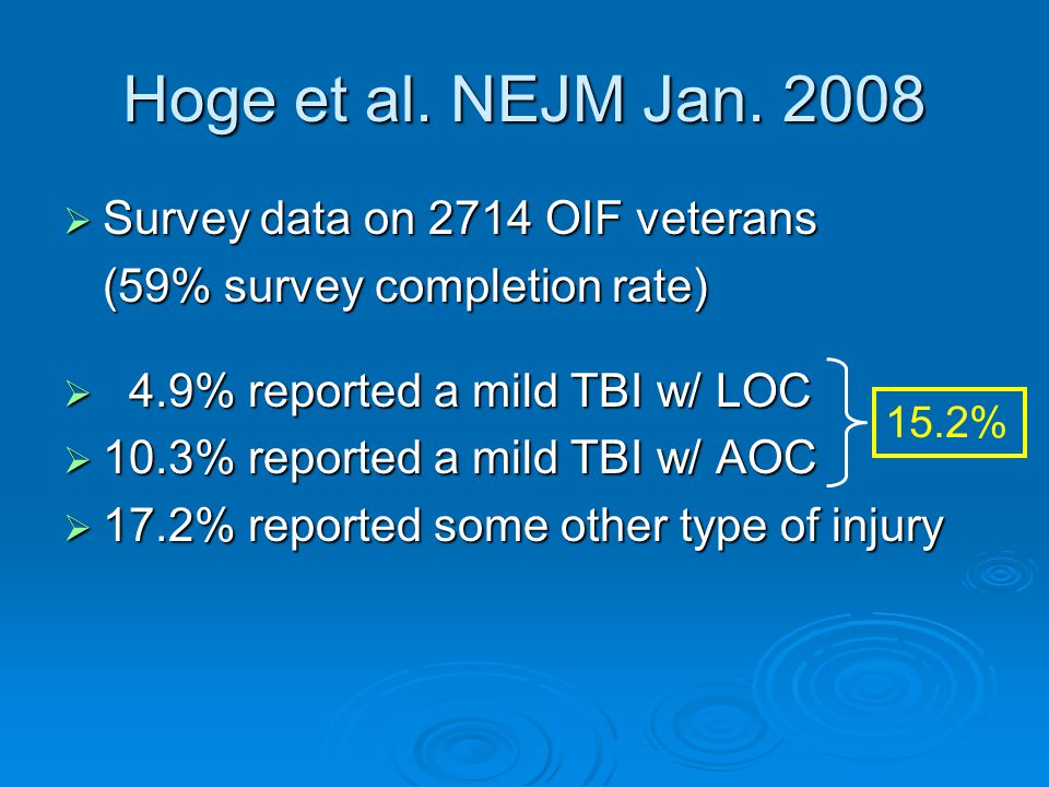Hoge et al. NEJM Jan Survey data on 2714 OIF veterans