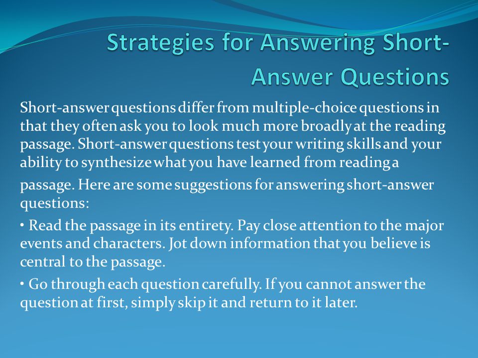 Strategies for Answering Short-Answer Questions