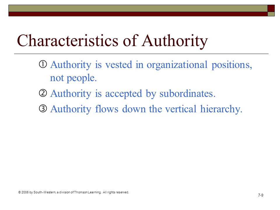 Characteristics of Authority