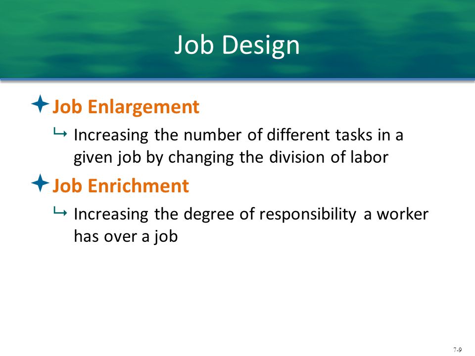 Job Design Job Enlargement Job Enrichment