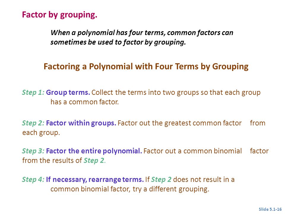 Factoring a Polynomial with Four Terms by Grouping