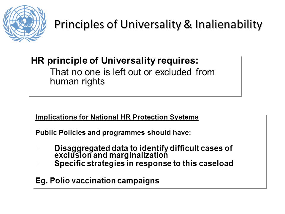 Principles of Universality & Inalienability