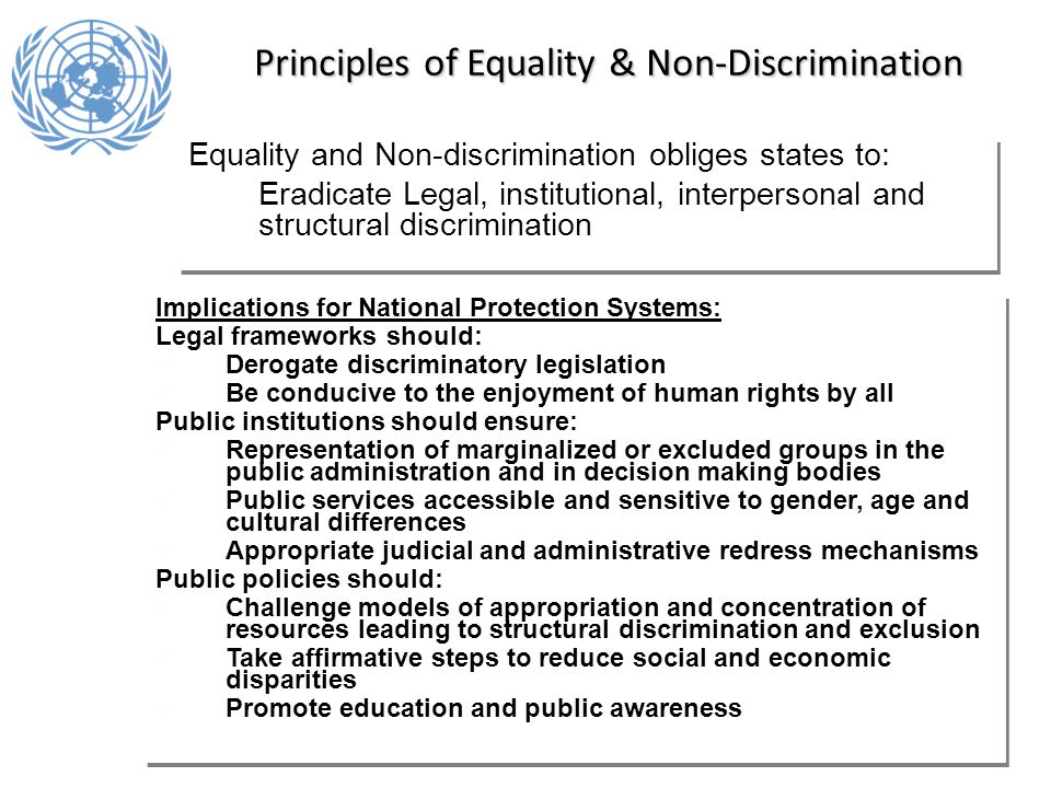Principles of Equality & Non-Discrimination