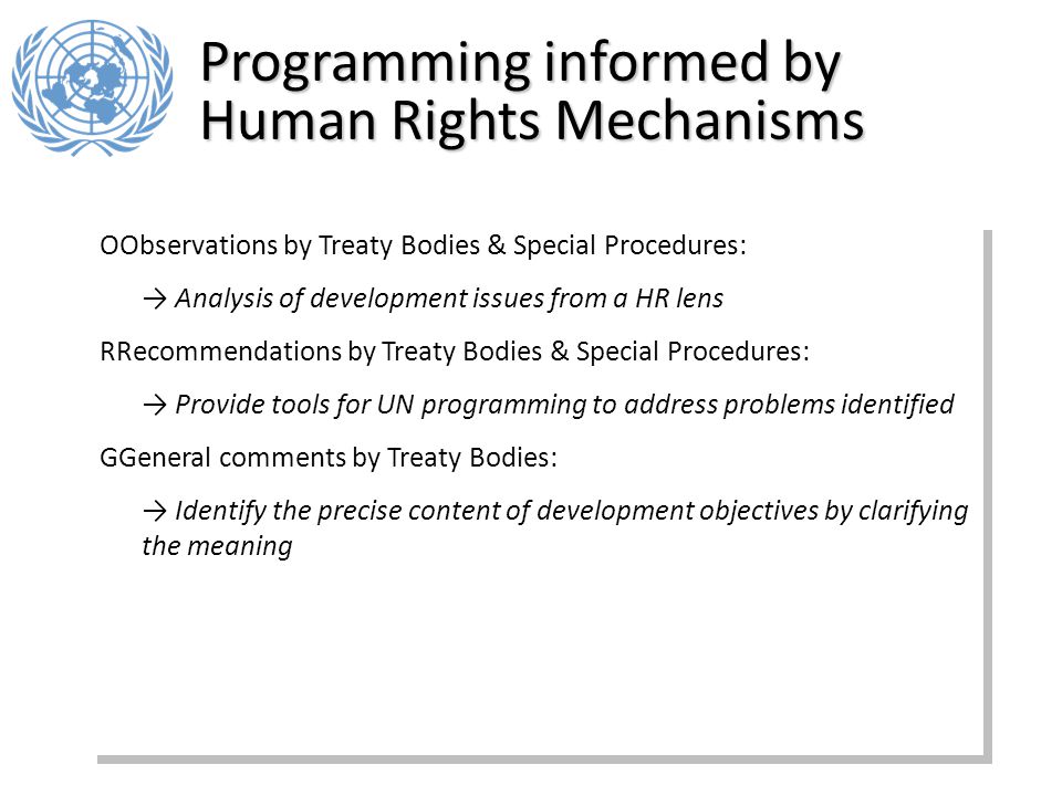 Programming informed by Human Rights Mechanisms